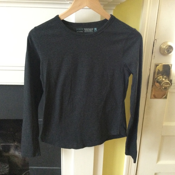 Vintage J. Crew Y2K Long Sleeve Crewneck Tee Gray - Sz Small - Picture 1 of 7